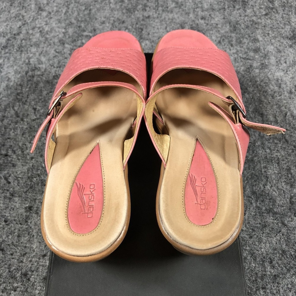 Dansko Sandals Womens 6.5 Pink Leather Slide Wedge Buckle Comfort Casual Shoes - Picture 10 of 16
